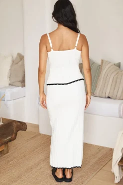Finer Things Knit Maxi Skirt White