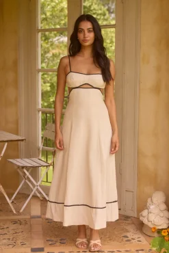 Floating Orchid Maxi Dress White