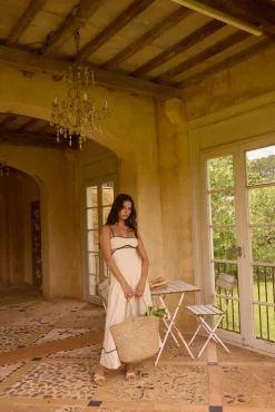 Floating Orchid Maxi Dress White