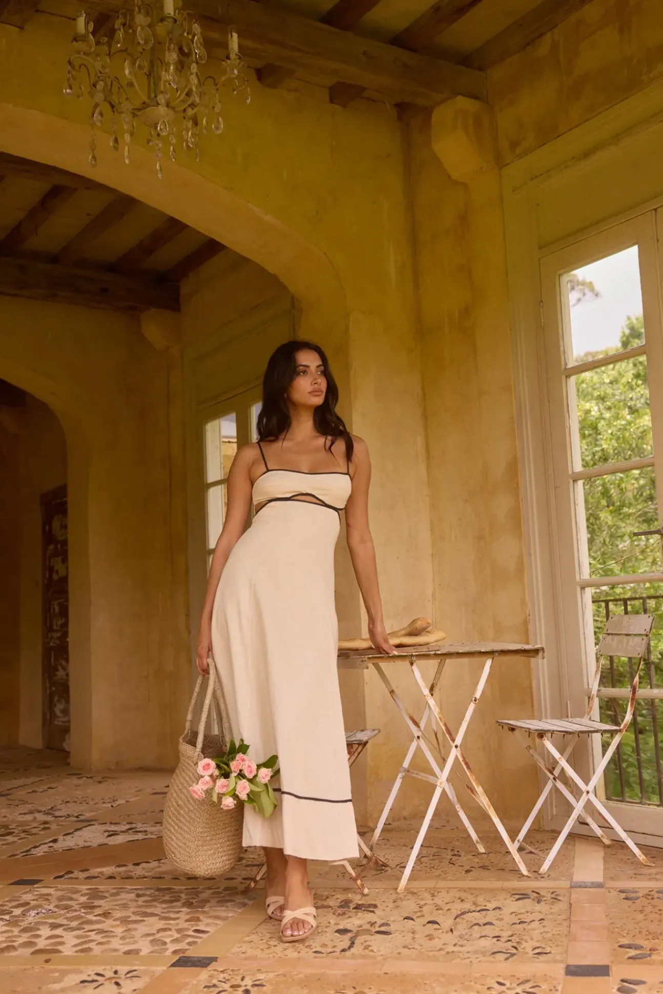 Floating Orchid Maxi Dress White