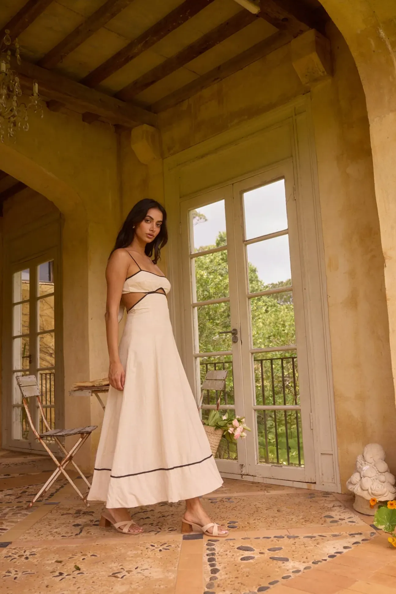Floating Orchid Maxi Dress White