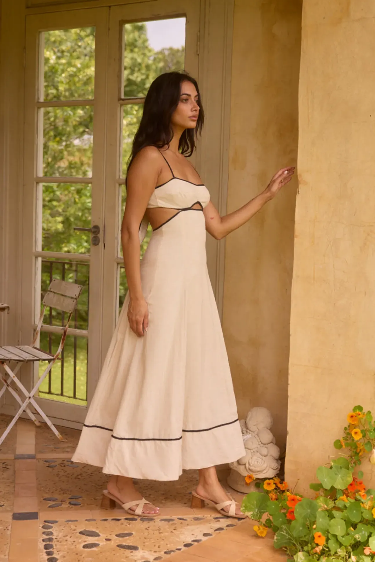 Floating Orchid Maxi Dress White