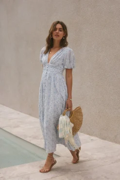 Floral Dreams Maxi Dress Blue