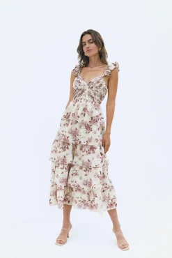 Florienne Tiered Midi Dress Mauve