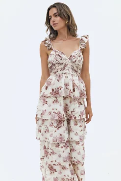 Florienne Tiered Midi Dress Mauve