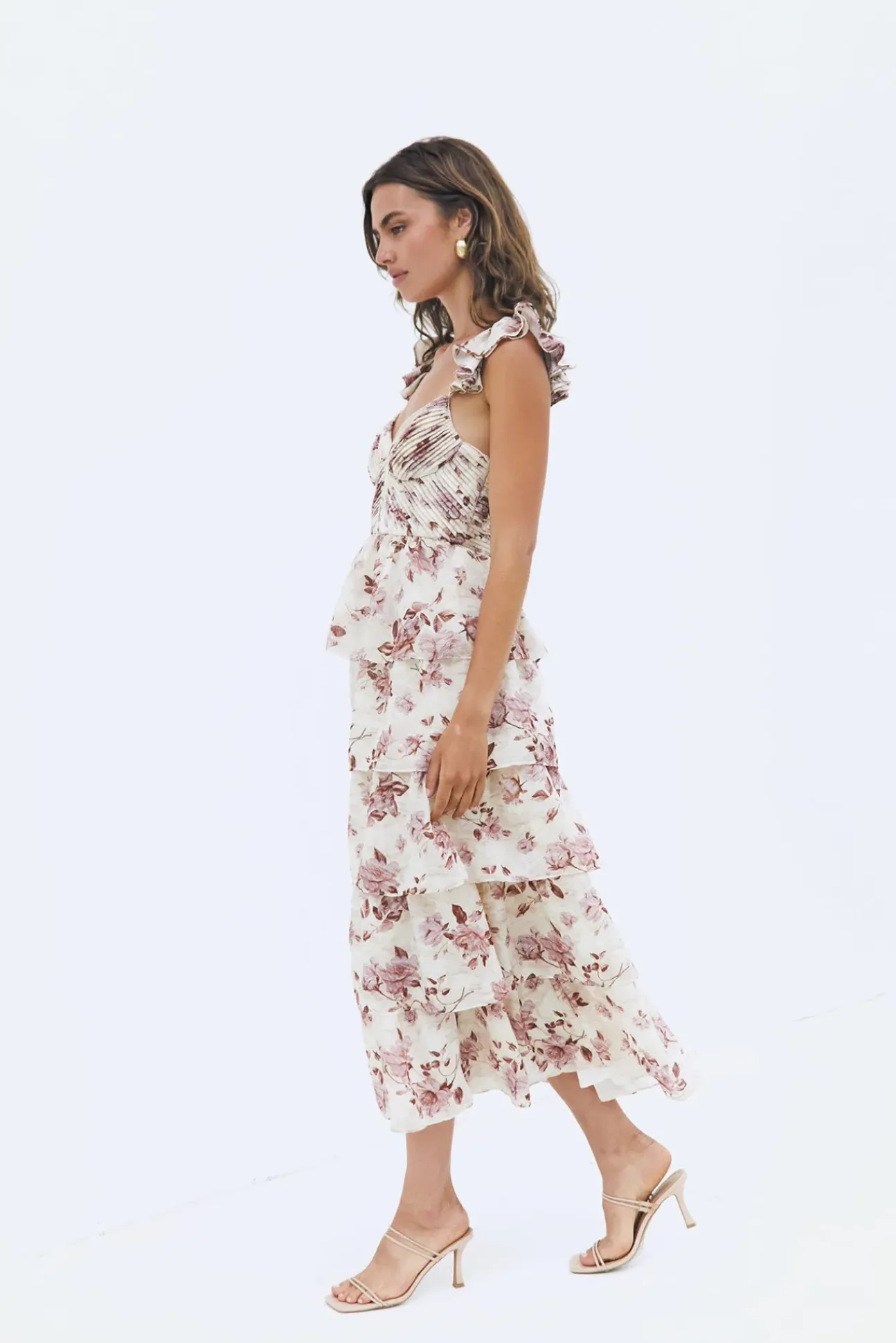 Florienne Tiered Midi Dress Mauve