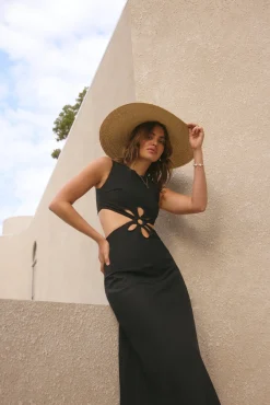 Fluttering Hearts Maxi Dress Black