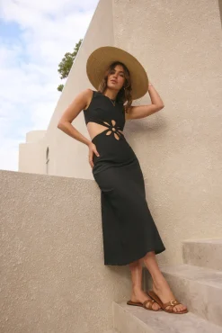 Fluttering Hearts Maxi Dress Black