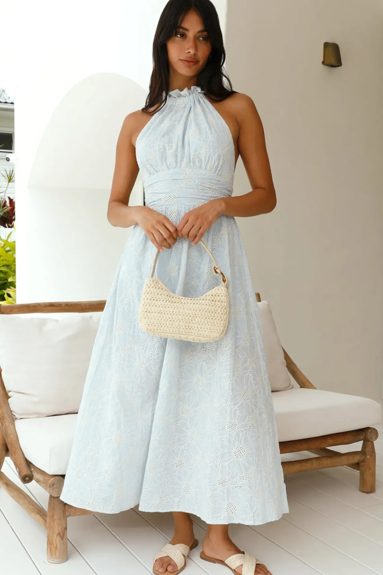 Fly Away Halter Maxi Dress Blue