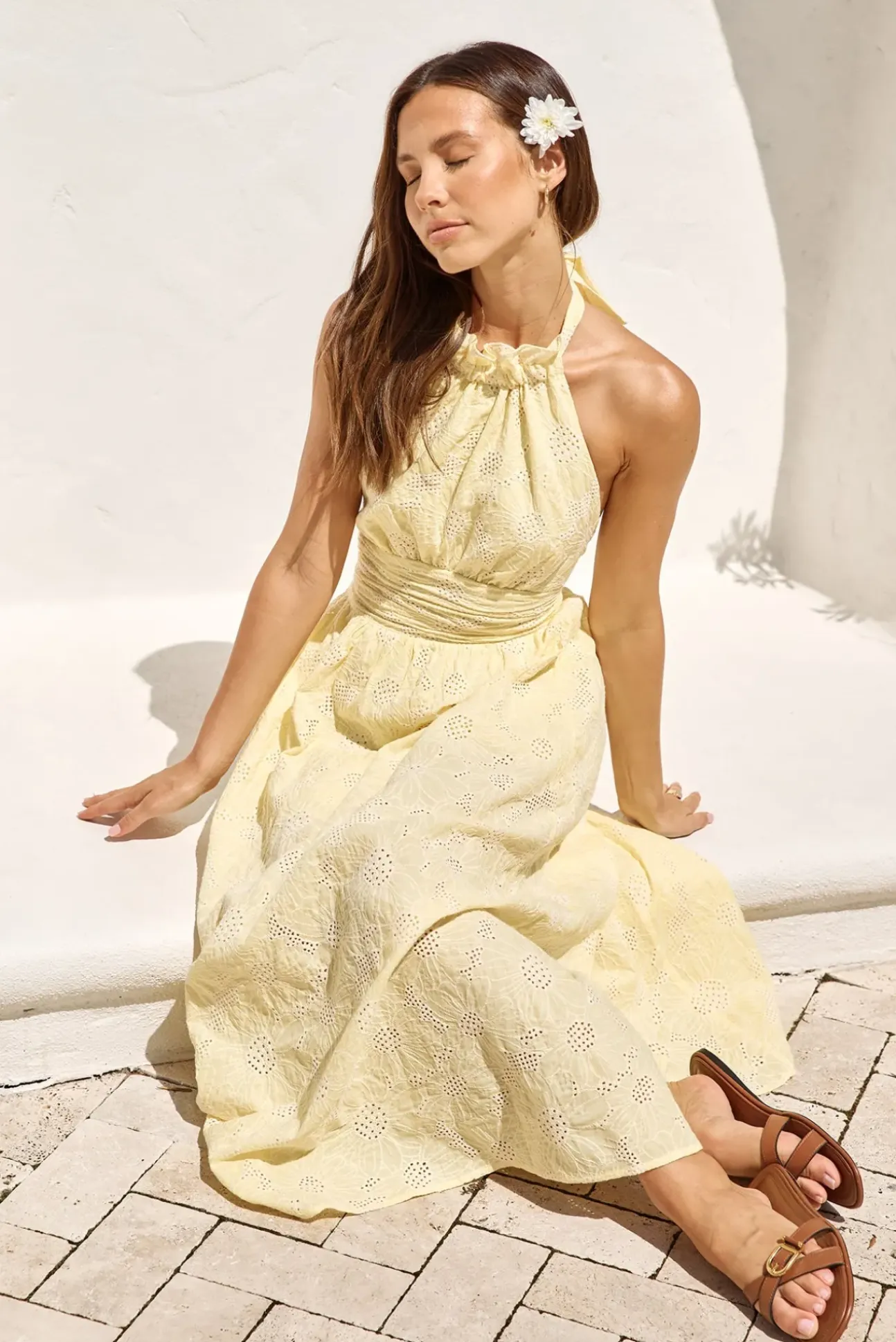 Fly Away Halter Maxi Dress Yellow
