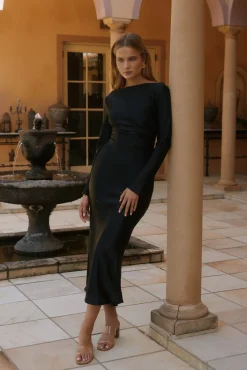 Forget Me Not Satin Maxi Dress Black