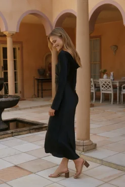 Forget Me Not Satin Maxi Dress Black
