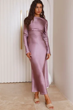 Forget Me Not Satin Maxi Dress Purple
