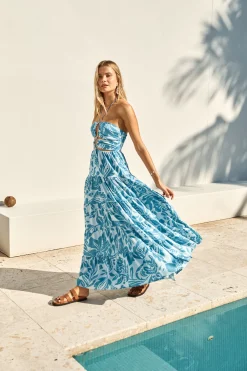 FORTUNATE ONE Aquamarine Maxi Dress Blue
