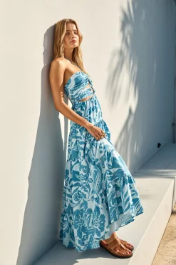FORTUNATE ONE Aquamarine Maxi Dress Blue