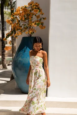 FORTUNATE ONE Bellissima Strapless Maxi Dress Pink