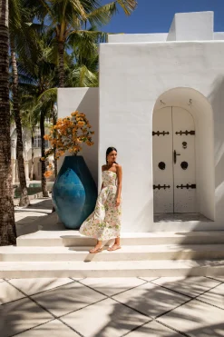 FORTUNATE ONE Bellissima Strapless Maxi Dress Pink