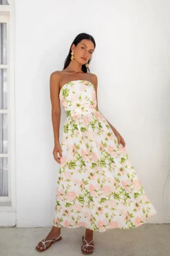 FORTUNATE ONE Bellissima Strapless Maxi Dress Pink