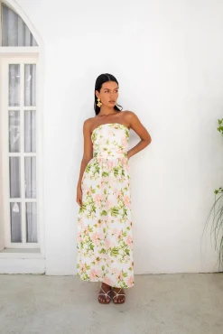 FORTUNATE ONE Bellissima Strapless Maxi Dress Pink