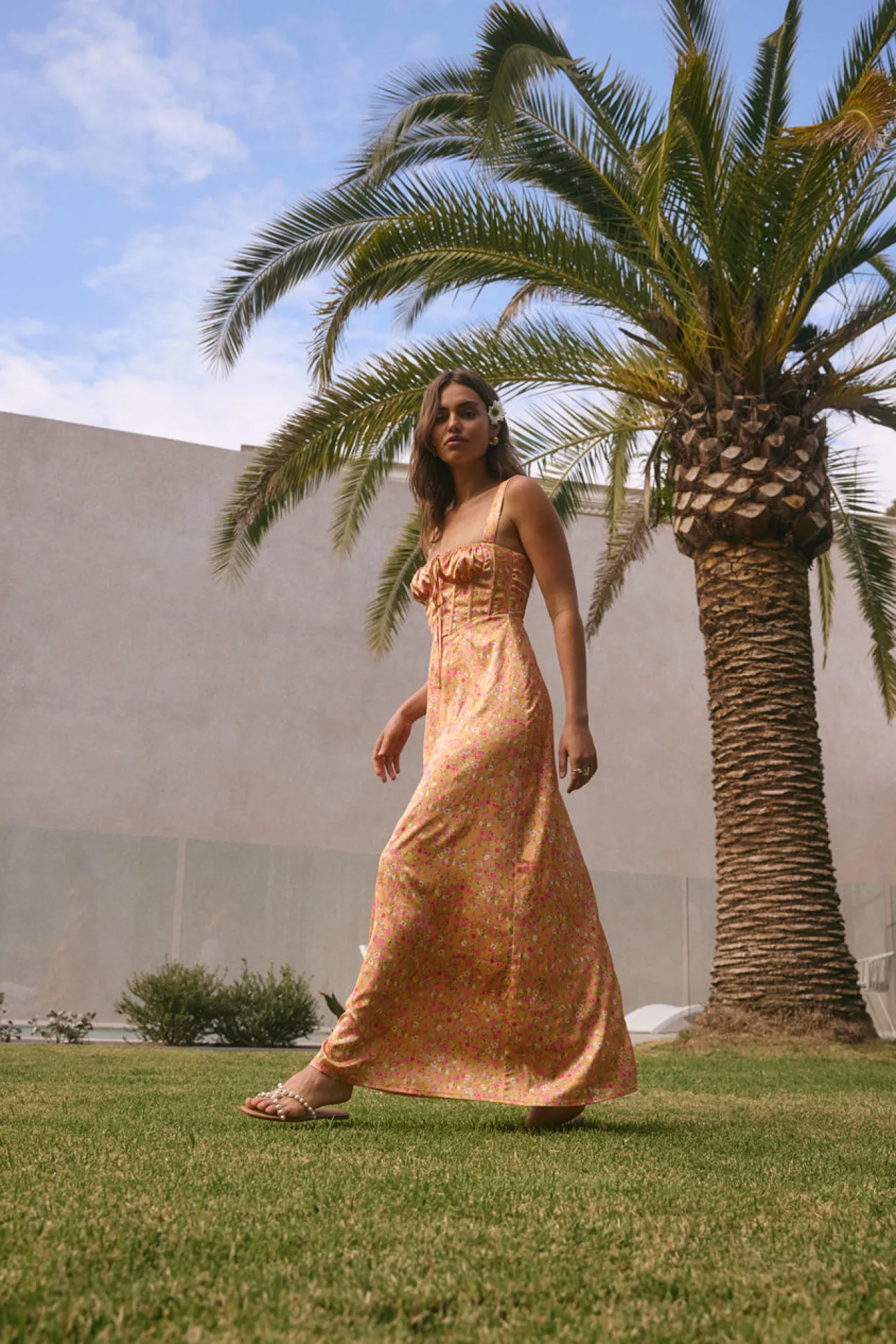 FORTUNATE ONE Florence Satin Maxi Dress Orange