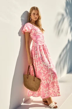 FORTUNATE ONE Garden Party Maxi Dress Pink