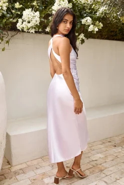 FORTUNATE ONE J'adore Satin Maxi Dress Lilac