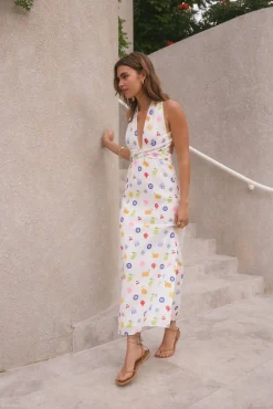 FORTUNATE ONE Marici Maxi Dress Santorini Print