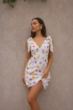 FORTUNATE ONE On Vacay Mini Dress Santorini Print