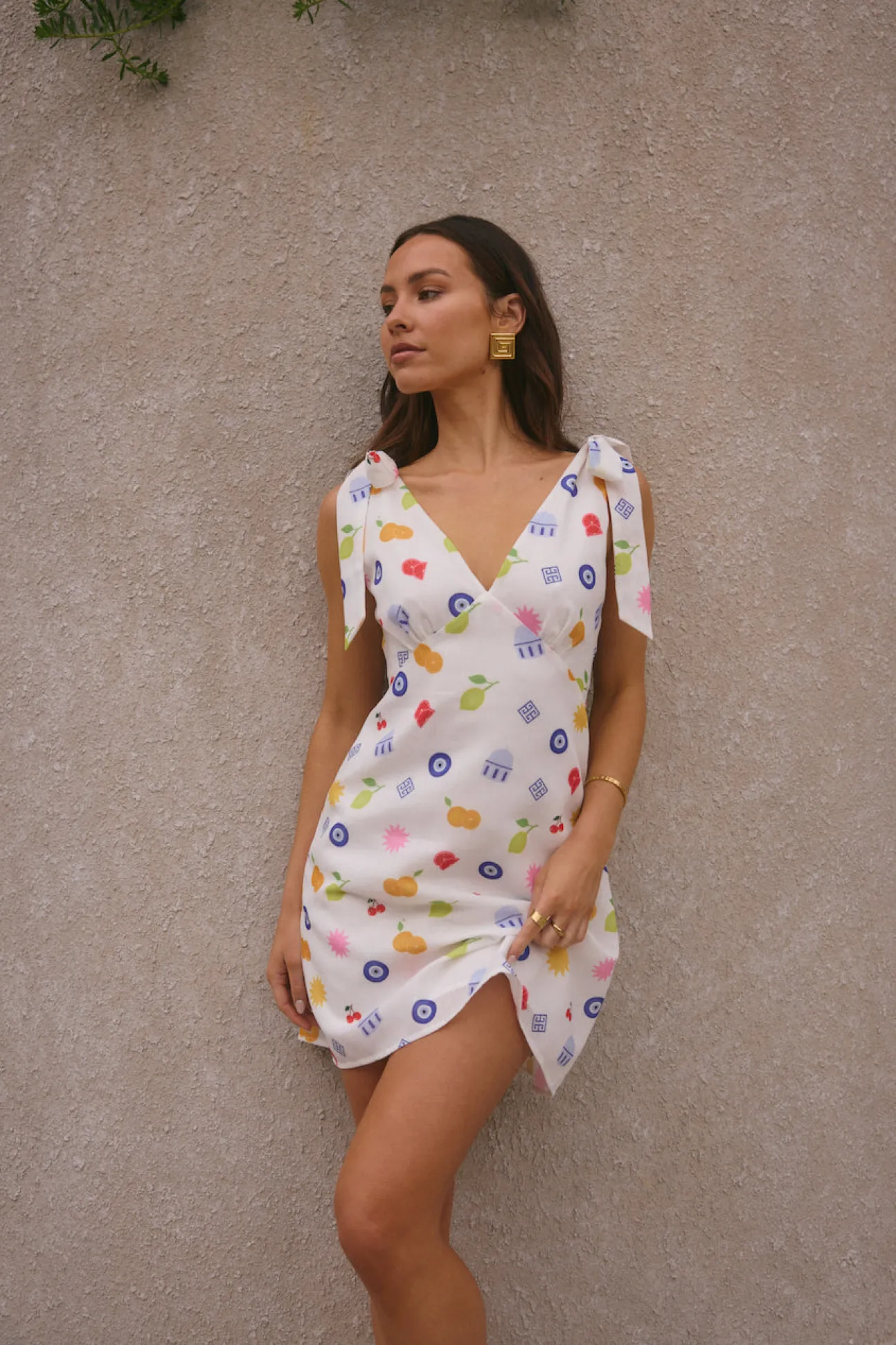 FORTUNATE ONE On Vacay Mini Dress Santorini Print