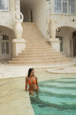 FORTUNATE ONE Rhodes Swim Top Papaya