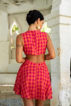 FORTUNATE ONE Sunset Picnic Mini Dress Pink