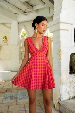 FORTUNATE ONE Sunset Picnic Mini Dress Pink