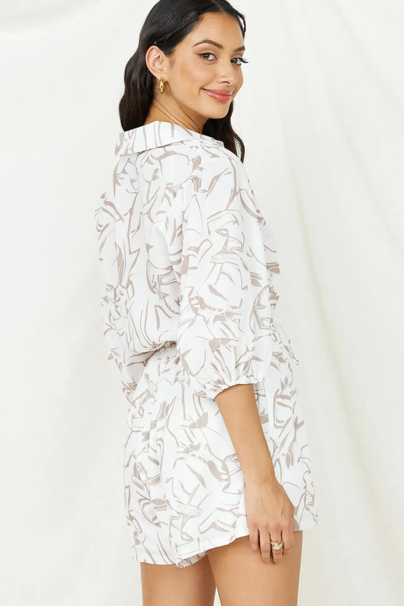 Free As A Bird Romper Beige