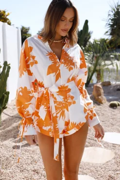 Free Flowing Playsuit Orange
