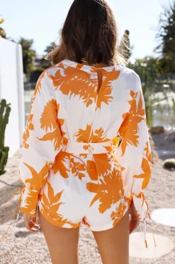 Free Flowing Playsuit Orange