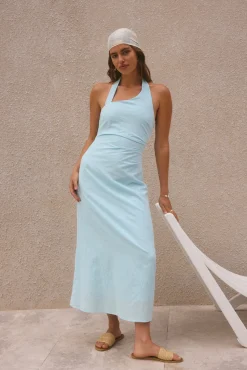 Free Spirited Halter Maxi Dress Blue