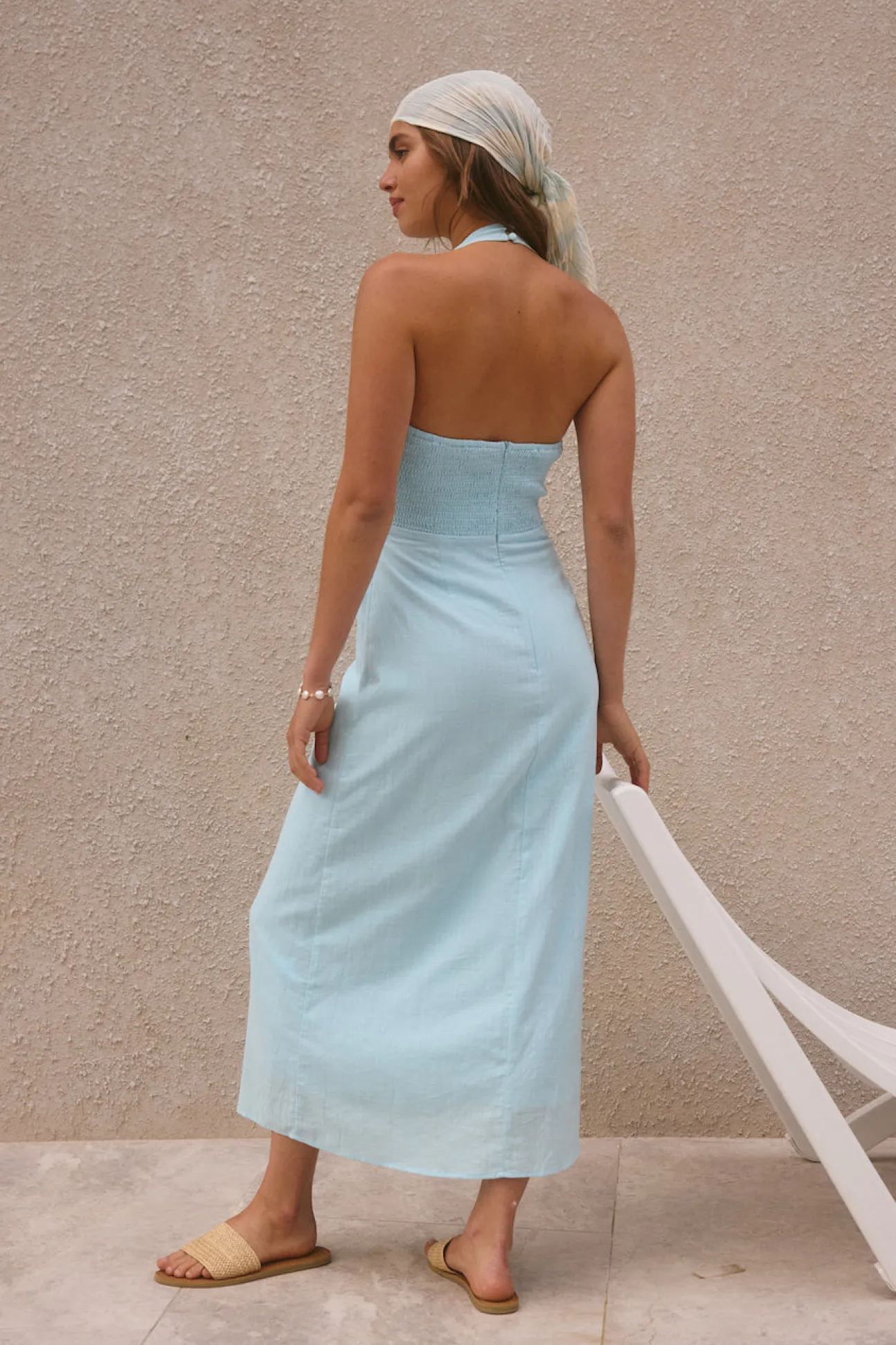 Free Spirited Halter Maxi Dress Blue
