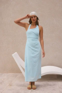 Free Spirited Halter Maxi Dress Blue