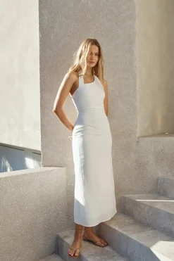 Free Spirited Halter Maxi Dress White