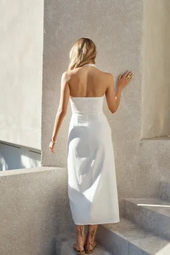 Free Spirited Halter Maxi Dress White