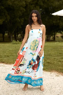 French Sunrise Maxi Dress Blue