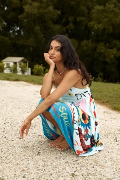 French Sunrise Maxi Dress Blue