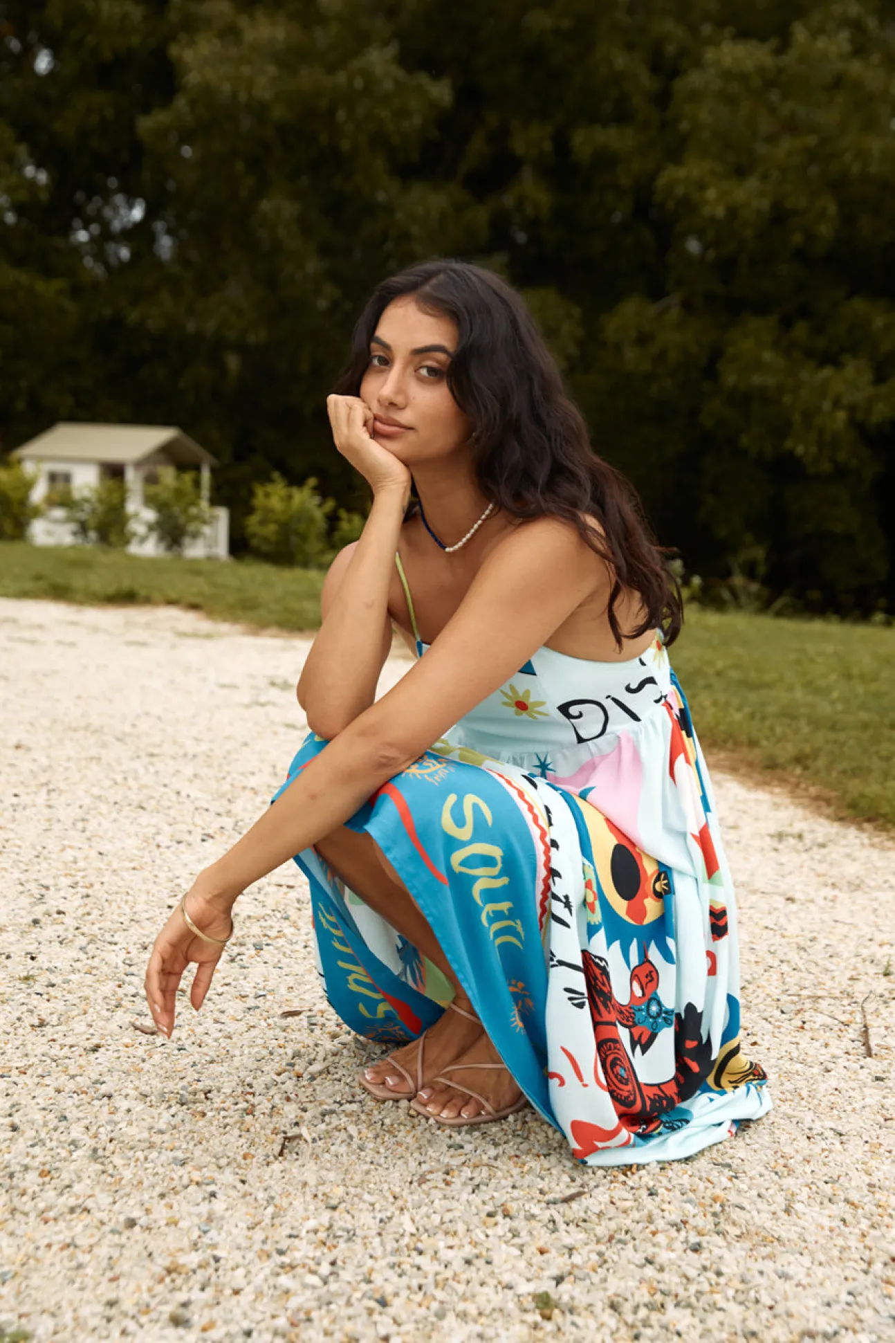 French Sunrise Maxi Dress Blue