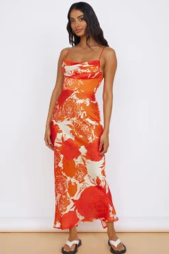Fresh Blossom Maxi Dress Orange