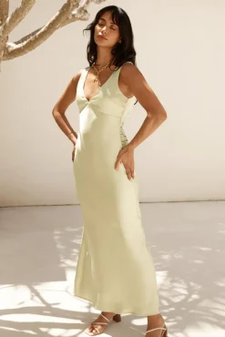Freshen Up Satin Maxi Dress Green