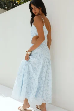 Fully Focused One Shoulder Maxi Dress Blue