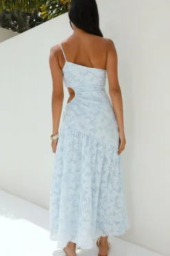 Fully Focused One Shoulder Maxi Dress Blue