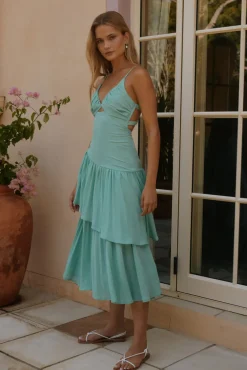 Garden Fairy Midi Dress Green