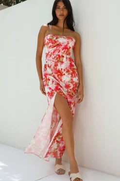 Gardenia Strapless Maxi Dress Red