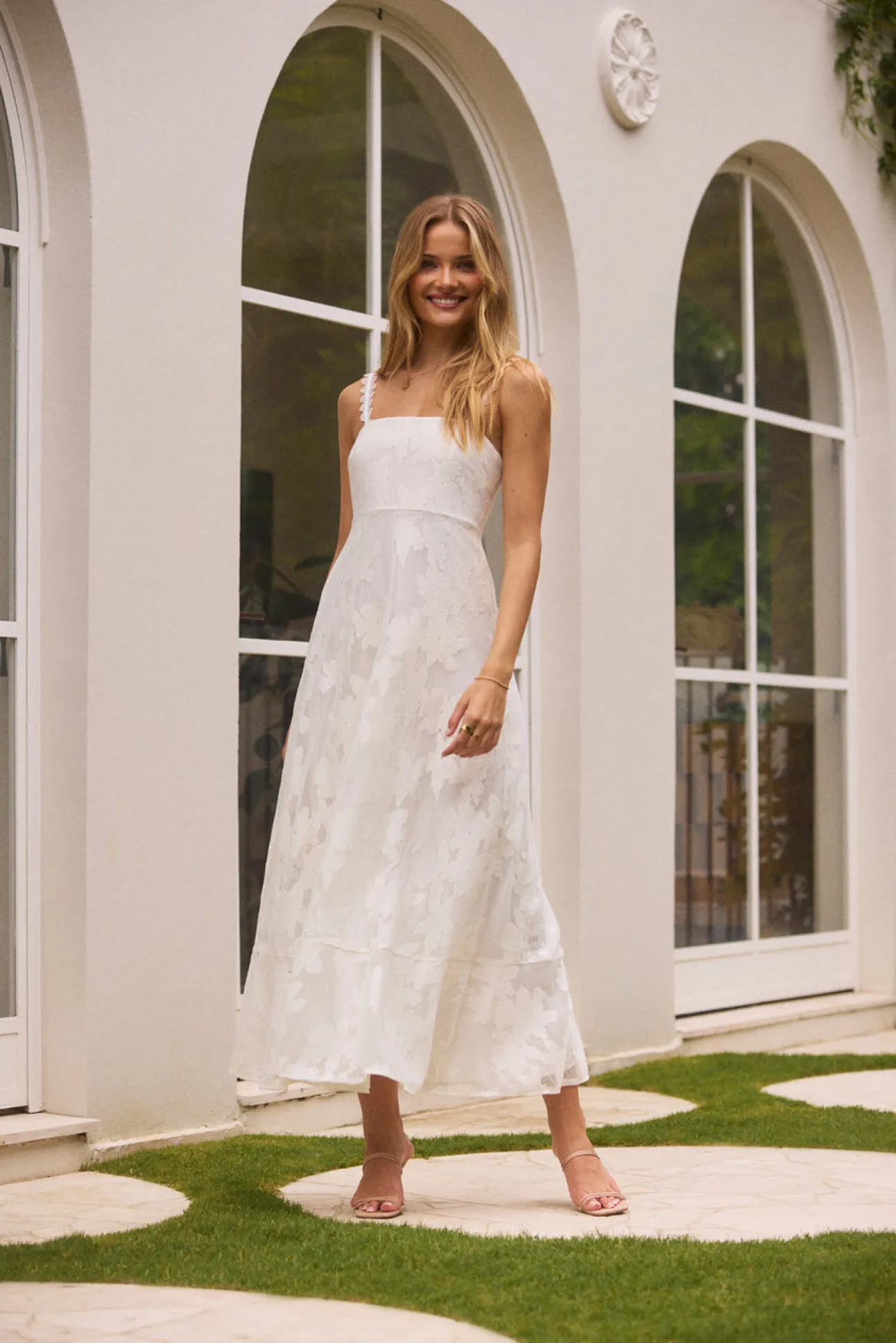 Garden Romance Midi Dress White